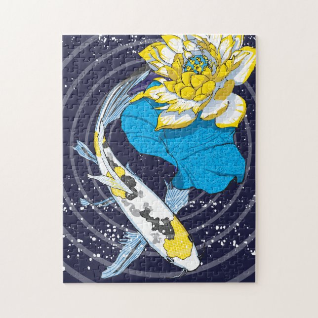 11x14 Koi et Lotus Puzzle pour les personnes aveug (Vertical)