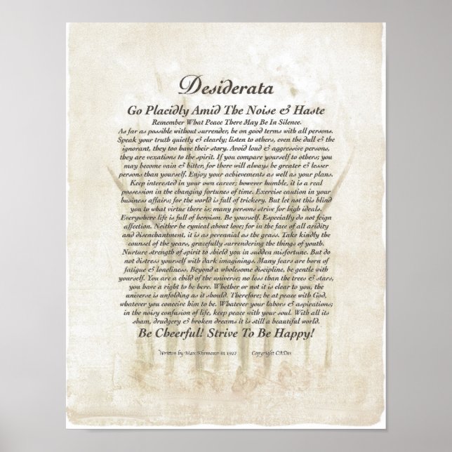 11x14+plus Poster de Desiderata sur Peace Lillies (Devant)