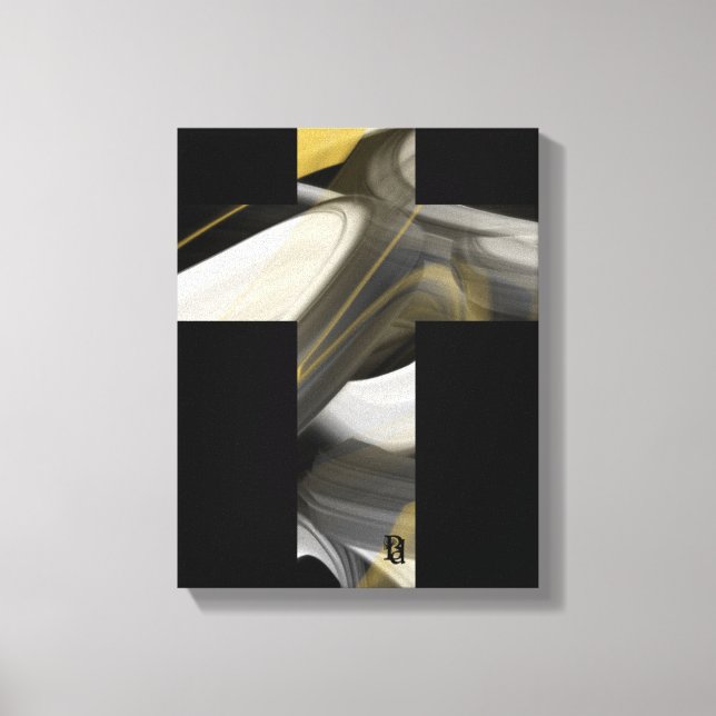 11x14" Trend Abstract Art Canvas Black White Gold Leinwanddruck (Vorderseite)