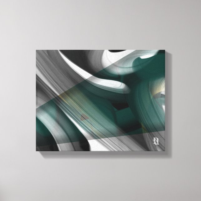 11x14" Trend Abstract Art Canvas Black White Green Leinwanddruck (Vorderseite)