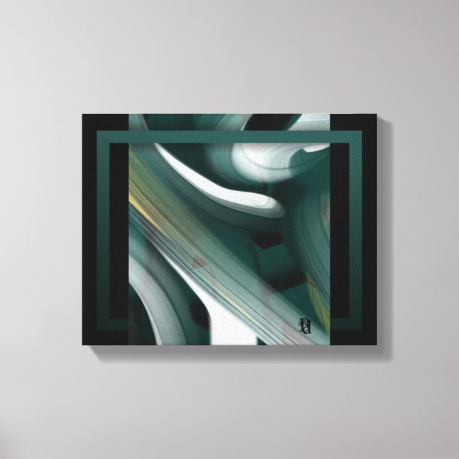 11x14" Trend Abstract Art Canvas Black White Green Leinwanddruck (Vorderseite)