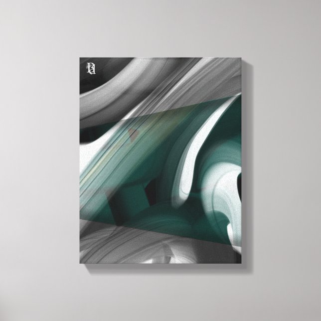 11x14" Trend Abstract Art Canvas Black White Green Leinwanddruck (Vorderseite)
