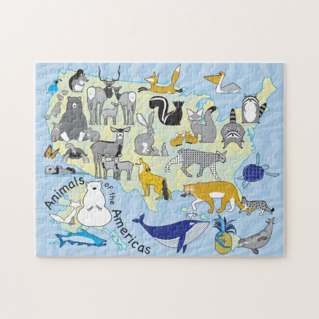 11x14 US Animals Puzzle pour les aveugles de coule (Horizontal)