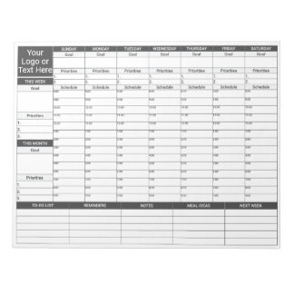 11x8,5 Zoll-Notepad für den wöchentlichen Fokus Notizblock