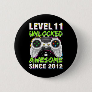 11yr Bday Son Boy Funny Gamer 11th 11 Year Old Bir Button