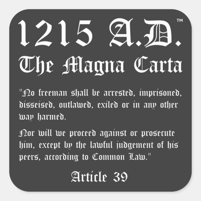 1215 A.D.™ The Magna Carta Article 39 Stickers (Vorderseite)