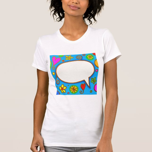 1246 NIEDLICHE MÄDCHEN BLUME SPRECHEN BLUMENKARTE T-Shirt (Vorderseite)