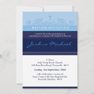 125 suzi CUSTOM BAPTISM INVITE elegante Marine bla Einladung