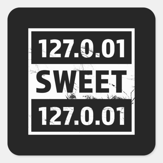 127.0.01 Gezwitschtes Programmieren Quadratischer Aufkleber (Vorderseite)