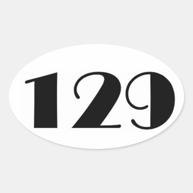 129 Hausnummer Ovaler Aufkleber (Vorderseite)