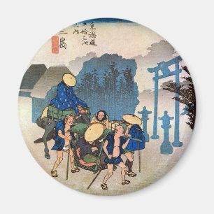 12. 三 宿, 広 重 Mishima-juku, Hiroshige, Ukiyo-e Magnet