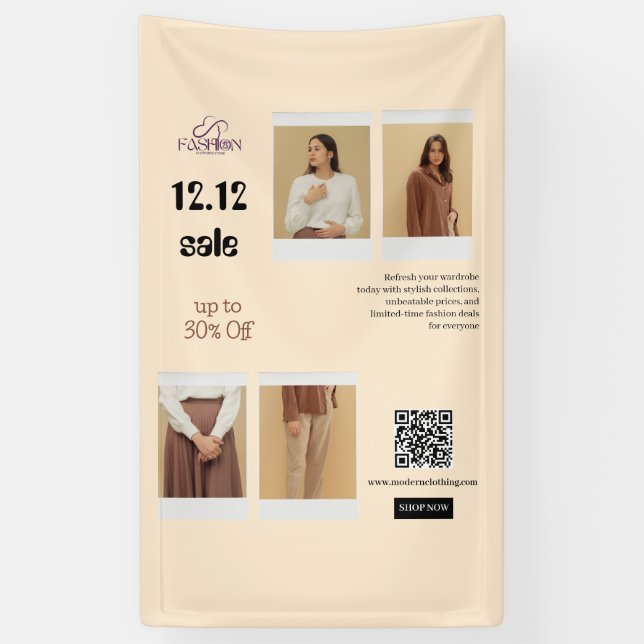 12.12 Modeverkaufsflyer – Bis zu 30% Rabatt Banner (Vertikal)