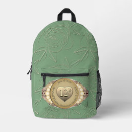 12/30. Pearl & Green Wedding Jubiläum Bedruckter Rucksack