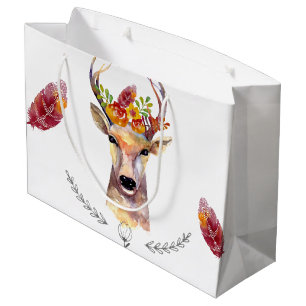 12.5lx4wx9h große Geschenktasche Boho Deer Buck He Große Geschenktüte