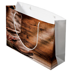 12.5lx4wx9h große Geschenktasche Cowboy Boots Barn Geschenktüte