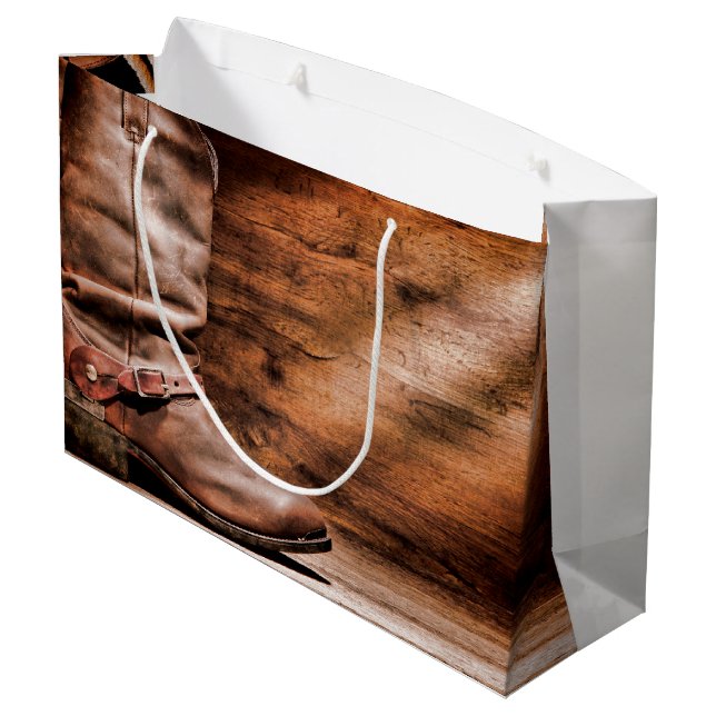 12.5lx4wx9h große Geschenktasche Cowboy Boots Barn Große Geschenktüte (Rückseite Schrägansicht)