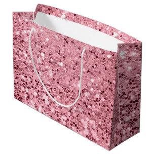 12.5lx4wx9h Große Geschenktasche Rose Gold Glitzer Geschenktüte