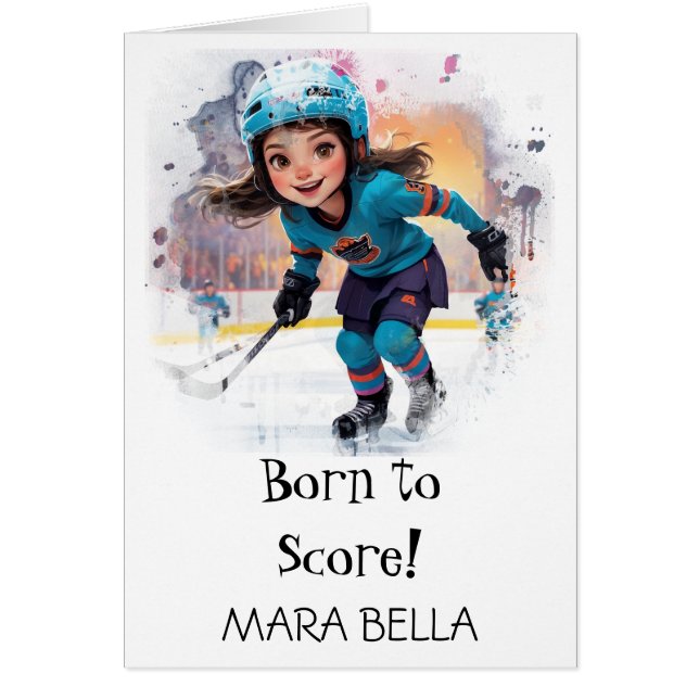 *~* 12 AP94 Mignonne fille de hockey Personnaliser (Devant)