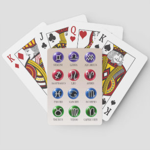 12 Astrologie Zodiac Zeichen auf Kristallkugeln Spielkarten