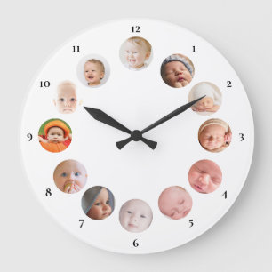 12 benutzerdefinierte Fotos Persönlich einfache Ba Große Wanduhr
