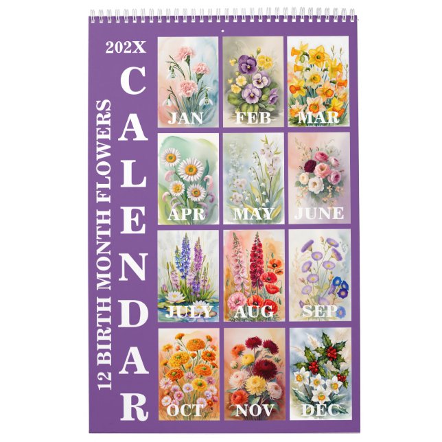 12 Birth Month Flowers 2026 Wall Calendar Kalender (Titelbild)