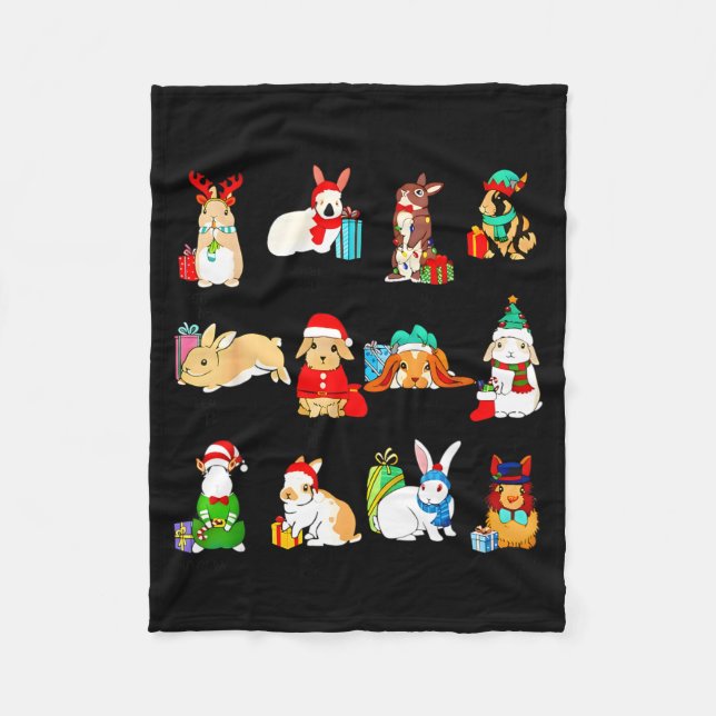 12 Bunny Of Christmas Bunny Rabbit Christmas Xmas  Fleecedecke (Vorderseite)