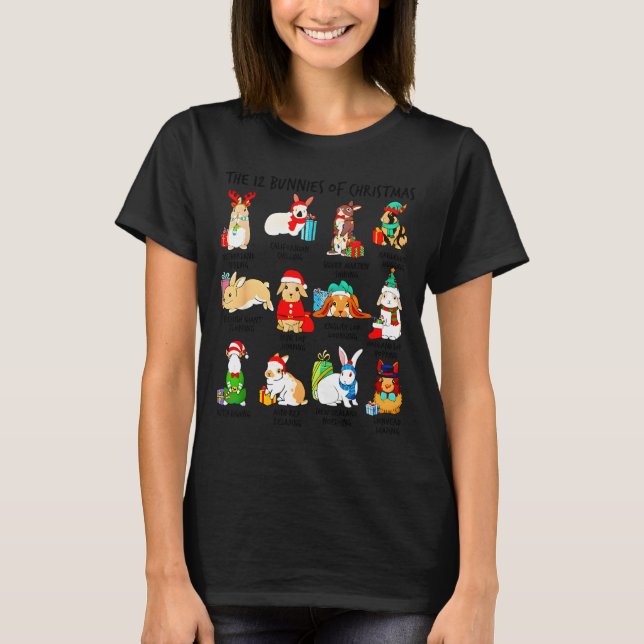 12 Bunny Of Christmas Bunny Rabbit Christmas Xmas  T-Shirt (Vorderseite)