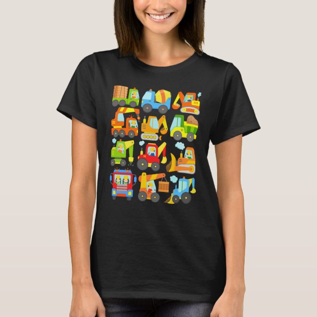 12 construction vehicles machinery construction si T-Shirt (Vorderseite)