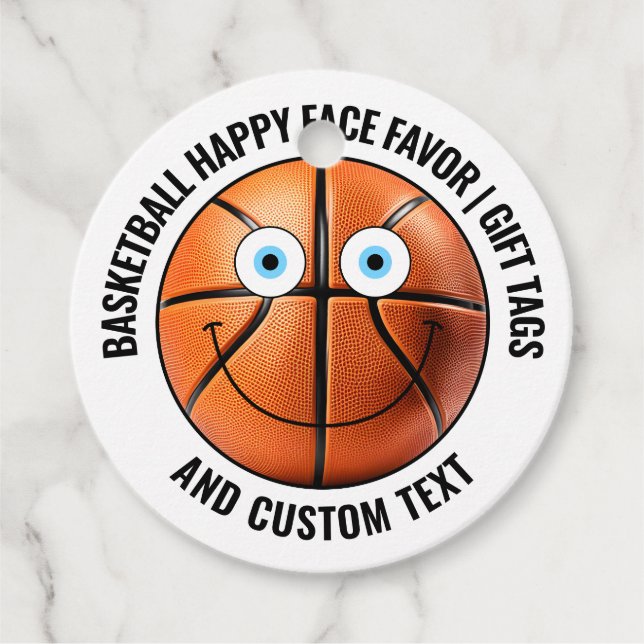 12 Custom Basketball BLAU EYES Happy Face Gift Geschenkanhänger (Vorderseite)