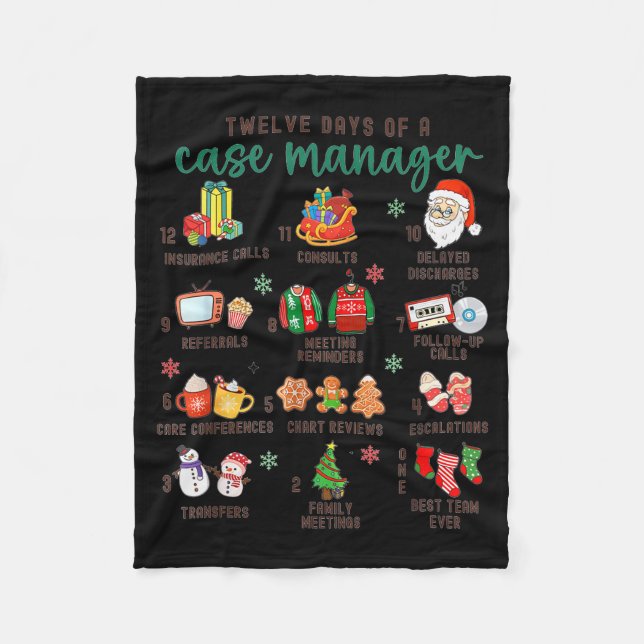 12 Days Nurse Case Management Christmas Case Manag Fleecedecke (Vorderseite)