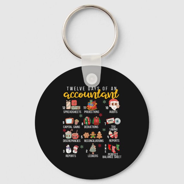 12 Days Of An Accountant, Xmas Party, Funny Accoun Schlüsselanhänger (Vorderseite)