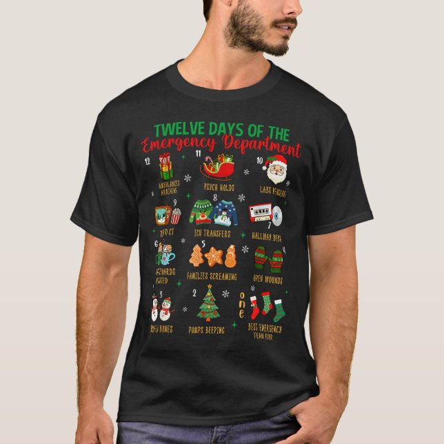 12 Days Of An Emergency Department Er Nurse Christ T-Shirt (Vorderseite)