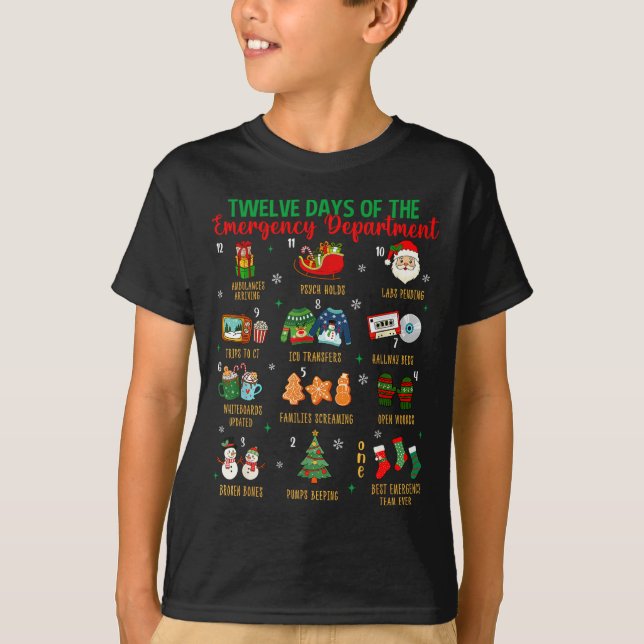 12 Days Of An Emergency Department Er Nurse Christ T-Shirt (Vorderseite)