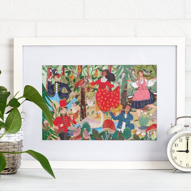 12 Days of Christmas Illustration Poster (12 days of Christmas Illustration kids children Poster)