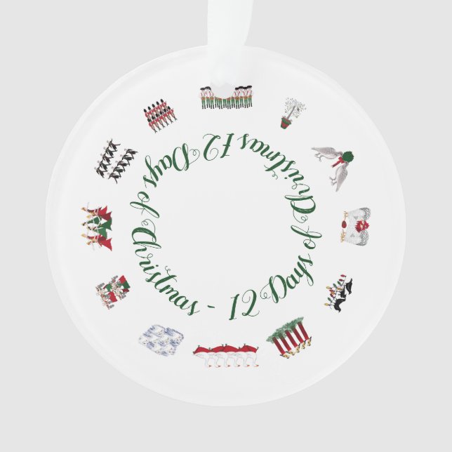 12 Days of Christmas in a Circle of Red and Green  Ornament (Vorderseite)
