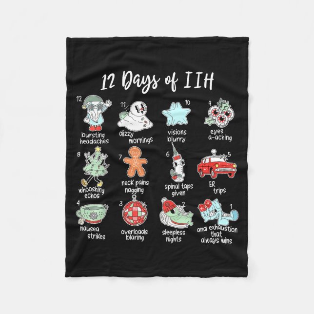 12 Days Of Iih Christmas Awareness Pseudotumor Cer Fleecedecke (Vorderseite)