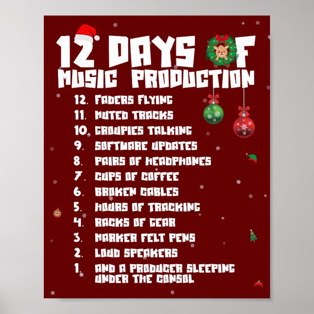 12 Days Of Music Production Poster (Vorne)