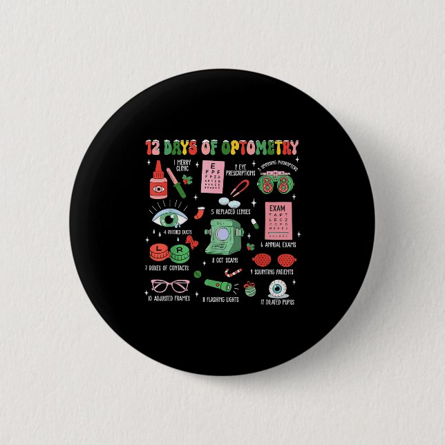 12 Days Of Optometry Christmas Eye Doctor Optometr Button (Vorderseite)