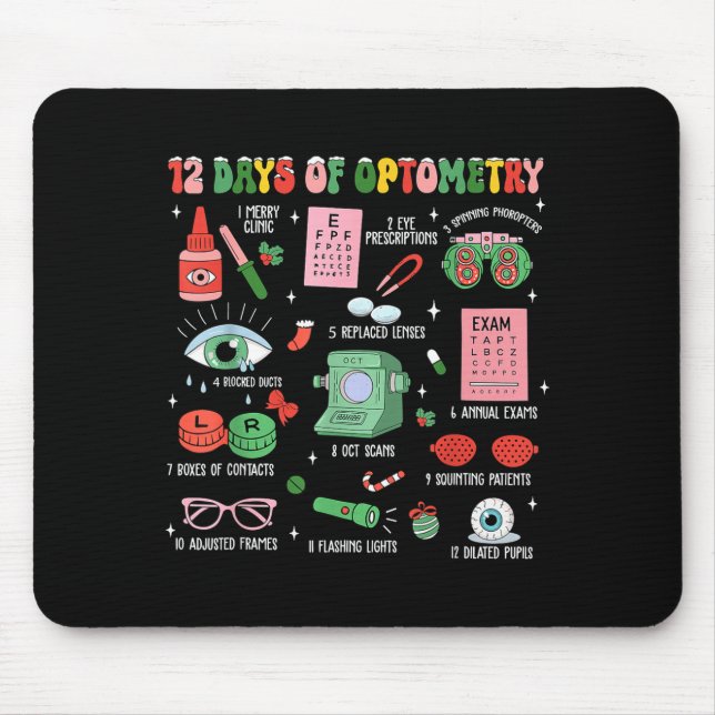 12 Days Of Optometry Christmas Eye Doctor Optometr Mousepad (Vorne)