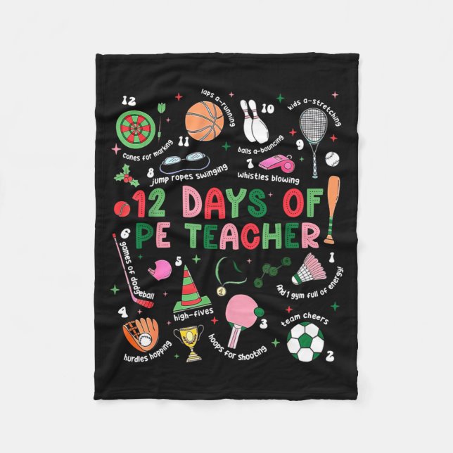 12 Days Of Pe Teacher Physical Education Gym Coach Fleecedecke (Vorderseite)