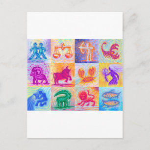 12 Dioxalzeichen pastellfarben Postkarte