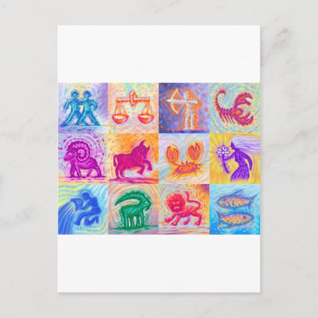 12 Dioxalzeichen pastellfarben Postkarte (Vorderseite)