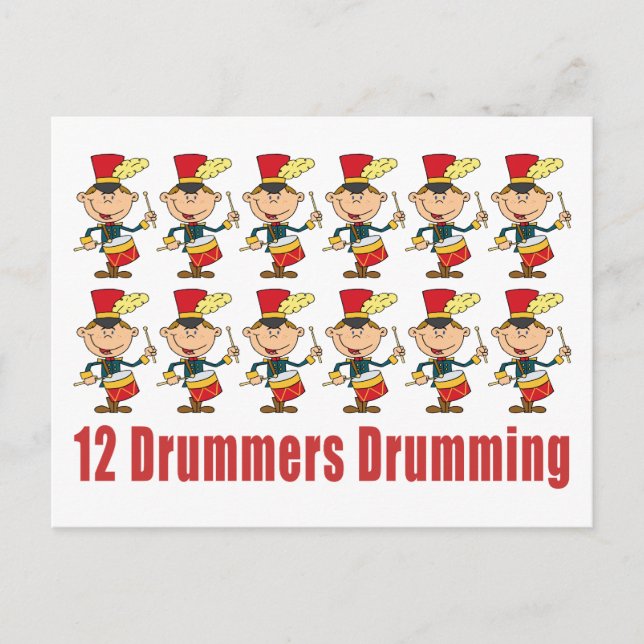 12 Drummer Drumming Postkarte (Vorderseite)