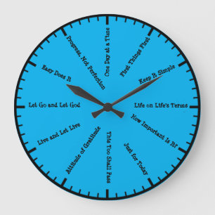 12 Étape Sobriété Alcoholics Blue Wall Horloge