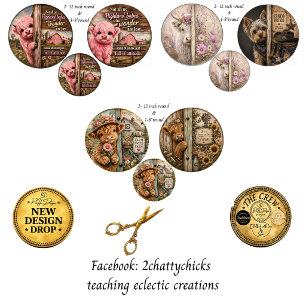 12" Farm Attitude Animal Rounds Highland Yorkie Geschenkpapier Set