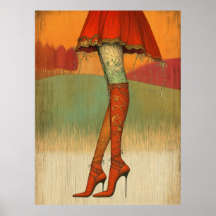 *~* 12 FD2 Fall Whimsical Girl Herbst Retro Legs Poster