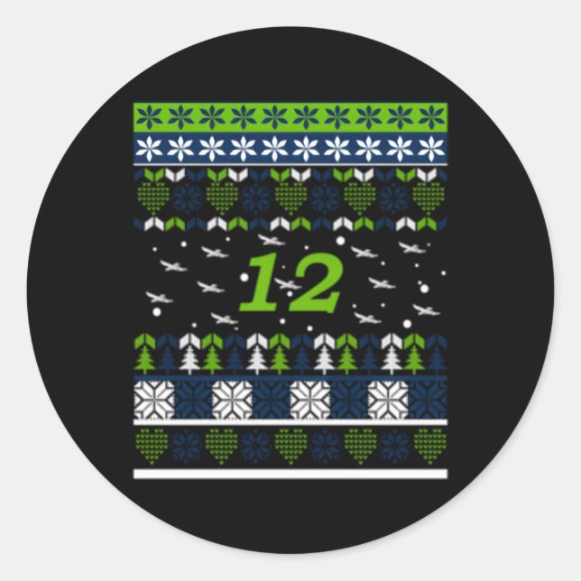 12 Fliegende Seahawks Ugly Runder Aufkleber (Vorderseite)