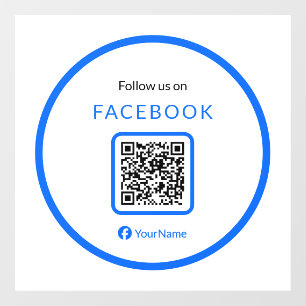 12" Folgen Sie uns auf Facebook QR-Code Blau Fensteraufkleber