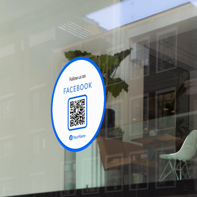12" Folgen Sie uns auf Facebook QR Code Blue Fensteraufkleber (Von Creator hochgeladen)