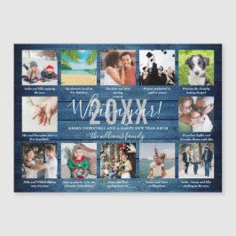 12 Foto Captions What A Year Blue Wood Holiday Magnetkarte